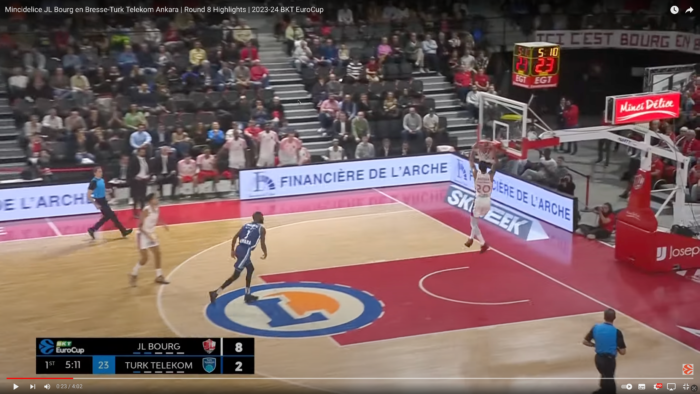 Eurocup - Financière de l'Arche, sponsor de l'équipe de Basket de Bourg-en-bresse